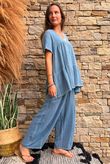 Lina Linen Blend Smock Over Shirt Washed Navy